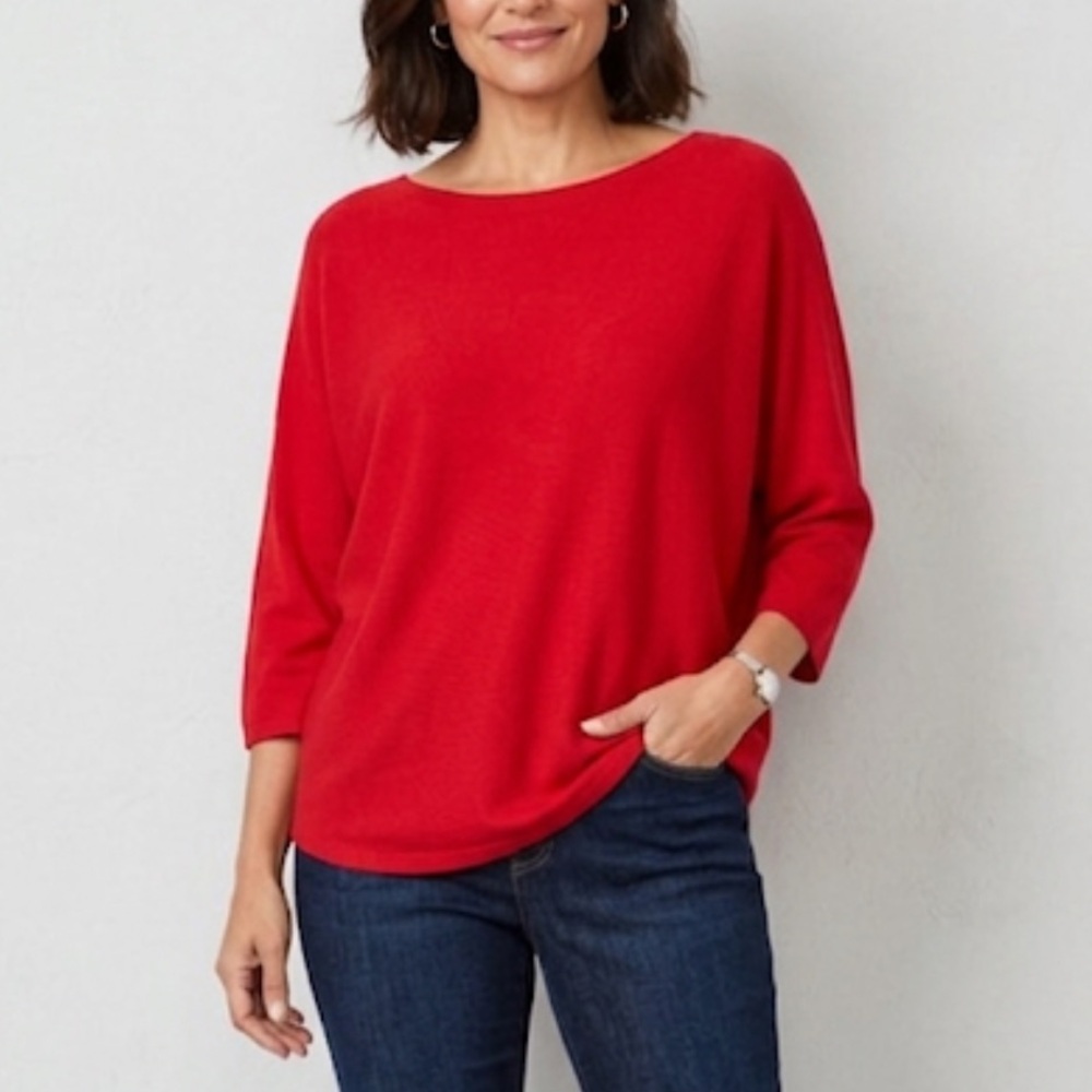 Chico's Cashmere Blend Red Women's Cozy‎ Pull on Sweater Sz 2 or 12(M/L)